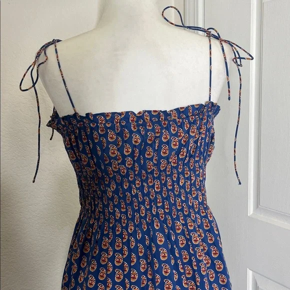 Doen Rhoda Organic Cotton Poplin Sundress Women's M Mazarine Sunrise Paisley - Picture 11 of 16